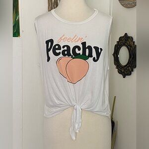 Dirtee Laundry sleeveless light weight white black t-shirt feeling peachy tie L